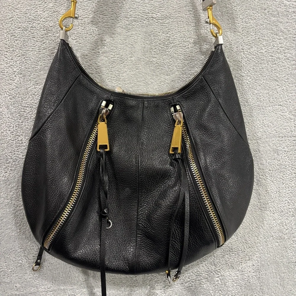 REBECCA MINKOFF Bag Tote Shoulder Hippie Genuine Leather Gold Accents Long Strap